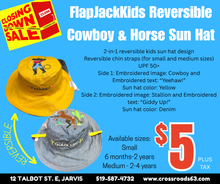 Load image into Gallery viewer, FlapJackKids Reversible Cowboy & Horse Sun Hat