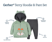 Load image into Gallery viewer, CLEARANCE SALE!! ALL BABY AND TODDLER CLOTHING 1/2 PRICE!! 2-Piece Baby Toddlers Fox Terry Zip Hoodie & Joggers Set-Gerber