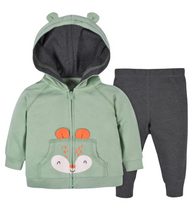 Load image into Gallery viewer, CLEARANCE SALE!! ALL BABY AND TODDLER CLOTHING 1/2 PRICE!! 2-Piece Baby Toddlers Fox Terry Zip Hoodie & Joggers Set-Gerber