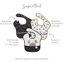 Load image into Gallery viewer, Bumkins Disney SuperBib, Baby Bib, Waterproof, Washable, Stain & Odor Resistant, 6-24 Months, 3 Pack - Minnie Mouse