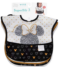 Load image into Gallery viewer, Bumkins Disney SuperBib, Baby Bib, Waterproof, Washable, Stain & Odor Resistant, 6-24 Months, 3 Pack - Minnie Mouse