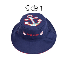 Load image into Gallery viewer, Reversible Kids & Toddler Sun Hat - Anchor & Sailboat