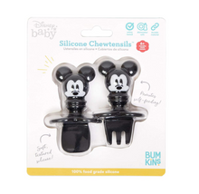 Load image into Gallery viewer, Bumkins Disney Silicone Chewtensils, Baby Fork & Spoon Set