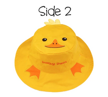 Load image into Gallery viewer, Reversible Kids & Toddler Sun Hat – Cow & Yellow Duck