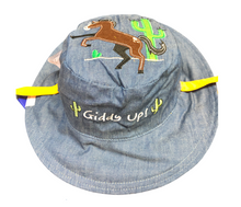 Load image into Gallery viewer, FlapJackKids Reversible Cowboy & Horse Sun Hat