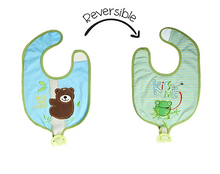 Load image into Gallery viewer, Reversible Soother Bib – Frog | Bear