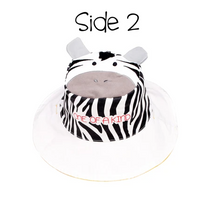 Load image into Gallery viewer, Reversible Kids & Toddler Sun Hat - Giraffe & Zebra