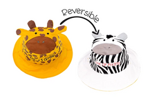 Load image into Gallery viewer, Reversible Kids & Toddler Sun Hat - Giraffe & Zebra