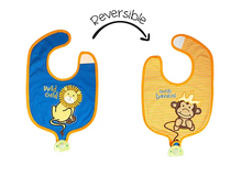 Load image into Gallery viewer, Reversible Soother Bib – Lion | Monkey