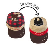 Load image into Gallery viewer, Reversible Kids Cap - Red Moose / Black Bear
