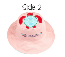 Load image into Gallery viewer, Reversible Kids & Toddler Sun Hat - Pink Octopus & Sea Turtle