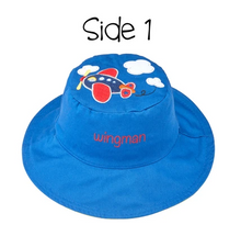 Load image into Gallery viewer, Reversible Kids & Toddler Sun Hat - Plane & Train