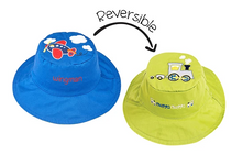 Load image into Gallery viewer, Reversible Kids & Toddler Sun Hat - Plane & Train