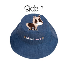 Load image into Gallery viewer, Reversible Kids & Toddler Sun Hat - Pony & Horse