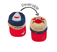 Load image into Gallery viewer, Reversible Kids Cap - Shark / Crab