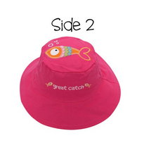 Load image into Gallery viewer, Reversible Baby, Kids & Toddler Girls Sun Hat - Starfish & Fish