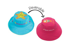 Load image into Gallery viewer, Reversible Baby, Kids & Toddler Girls Sun Hat - Starfish & Fish