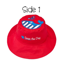 Load image into Gallery viewer, Reversible Kids & Toddler Sun Hat - Whale & Blue Octopus