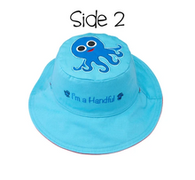 Load image into Gallery viewer, Reversible Kids & Toddler Sun Hat - Whale & Blue Octopus