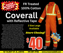 Load image into Gallery viewer, STORE CLOSING SALE!!! FR Treated 100% Cotton Coverall with Reflective Tape
