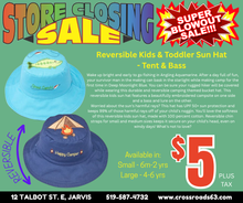 Load image into Gallery viewer, Reversible Kids &amp; Toddler Sun Hat - Tent &amp; Bass
