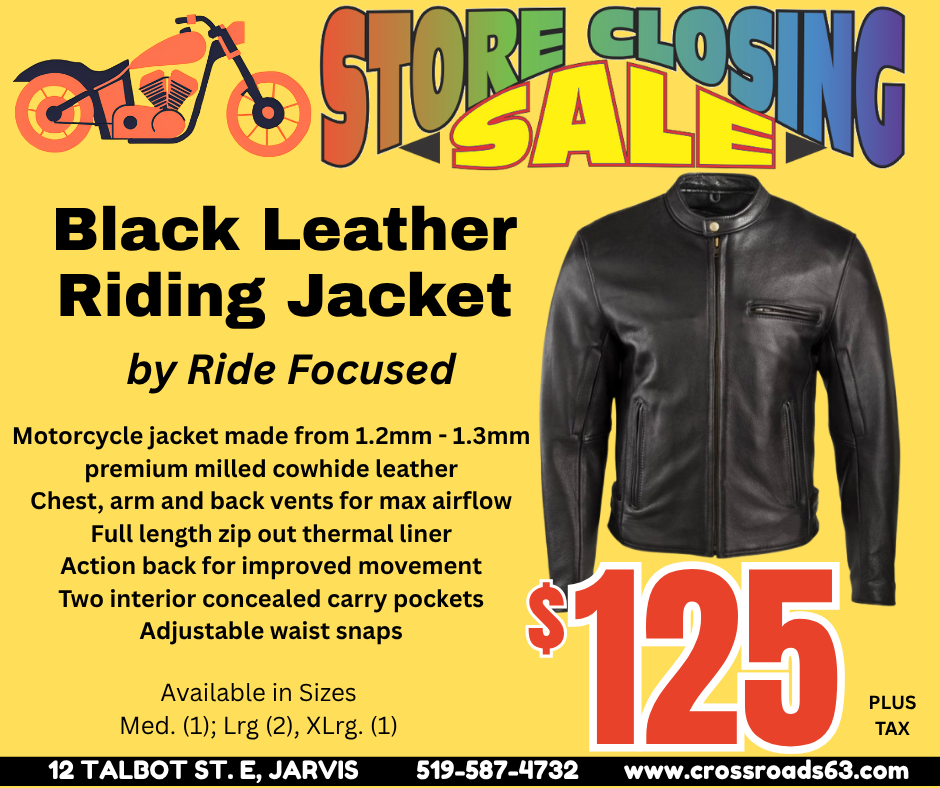 STORE CLOSING CLEARANCE!! BLACK LEATHER JACKET by Ride Focused