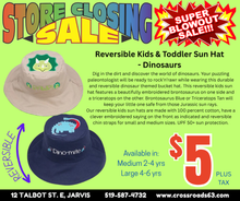 Load image into Gallery viewer, Reversible Kids &amp; Toddler Sun Hat - Dinosaurs
