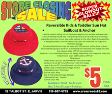 Load image into Gallery viewer, Reversible Kids &amp; Toddler Sun Hat - Anchor &amp; Sailboat
