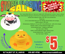 Load image into Gallery viewer, Reversible Kids &amp; Toddler Sun Hat – Cow &amp; Yellow Duck
