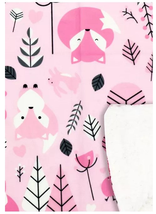 Soft Plush Baby Blanket - Woodland Creatures (Pink)