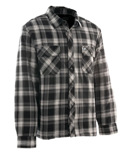Grey Plaid Quilted Flannel Shirt