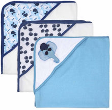 Load image into Gallery viewer, 3-Pack Assorted Hooded Baby Towels
