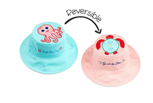 Load image into Gallery viewer, Reversible Kids &amp; Toddler Sun Hat - Pink Octopus &amp; Sea Turtle
