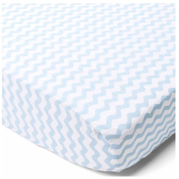 Crib Sheet Wave Muslin  - Blue