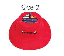 Load image into Gallery viewer, Reversible Kids &amp; Toddler Sun Hat - Anchor &amp; Sailboat
