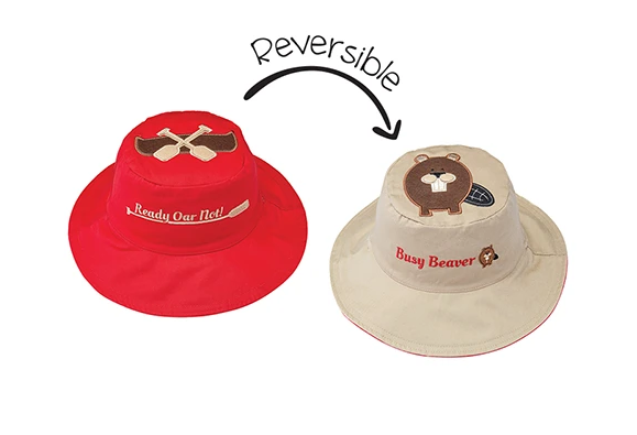 Reversible Kids & Toddler Sun Hat – Canoe & Beaver