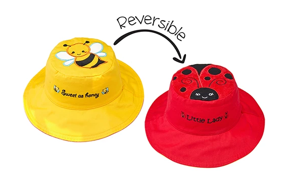 Reversible Kids & Toddler Sun Hat - Bee & Ladybug