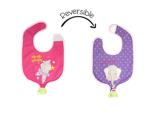 Reversible Soother Bib – Hippo | Elephant
