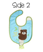 Load image into Gallery viewer, Reversible Soother Bib – Frog | Bear
