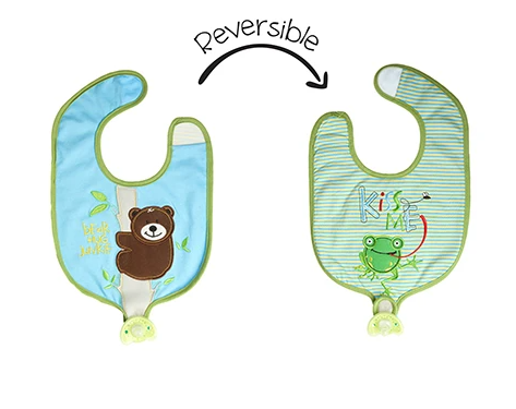 Reversible Soother Bib – Frog | Bear