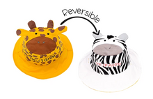 Load image into Gallery viewer, Reversible Kids &amp; Toddler Sun Hat - Giraffe &amp; Zebra
