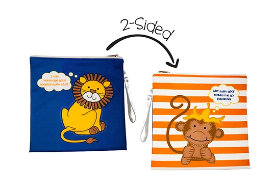 Flap Jack Kids 2-Sided Wet Bag - Lion | Monkey