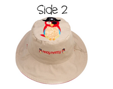 Load image into Gallery viewer, Reversible Kids &amp; Toddler Sun Hat - Pirate Ship &amp; Parrot

