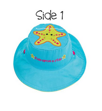 Load image into Gallery viewer, Reversible Baby, Kids &amp; Toddler Girls Sun Hat - Starfish &amp; Fish
