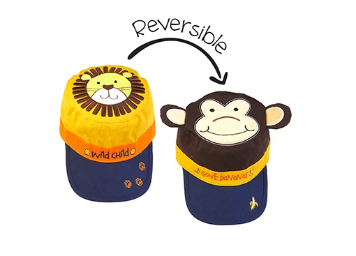 Reversible Kids Cap - Lion / Monkey