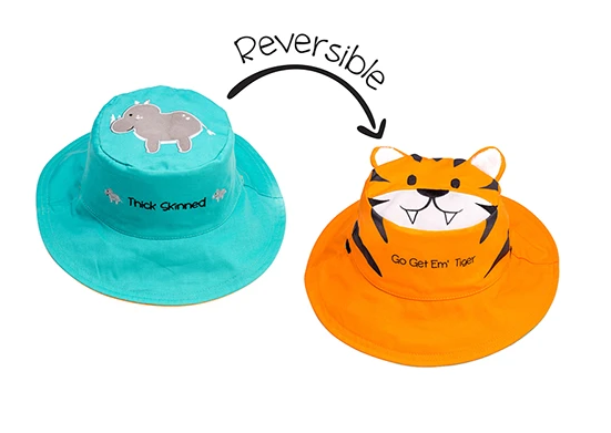 Reversible Kids & Toddler Sun Hat - Rhino & Tiger
